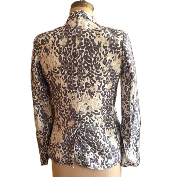 Joie Mehira B Linen Animal Leopard print Blazer - Picture 6 of 16
